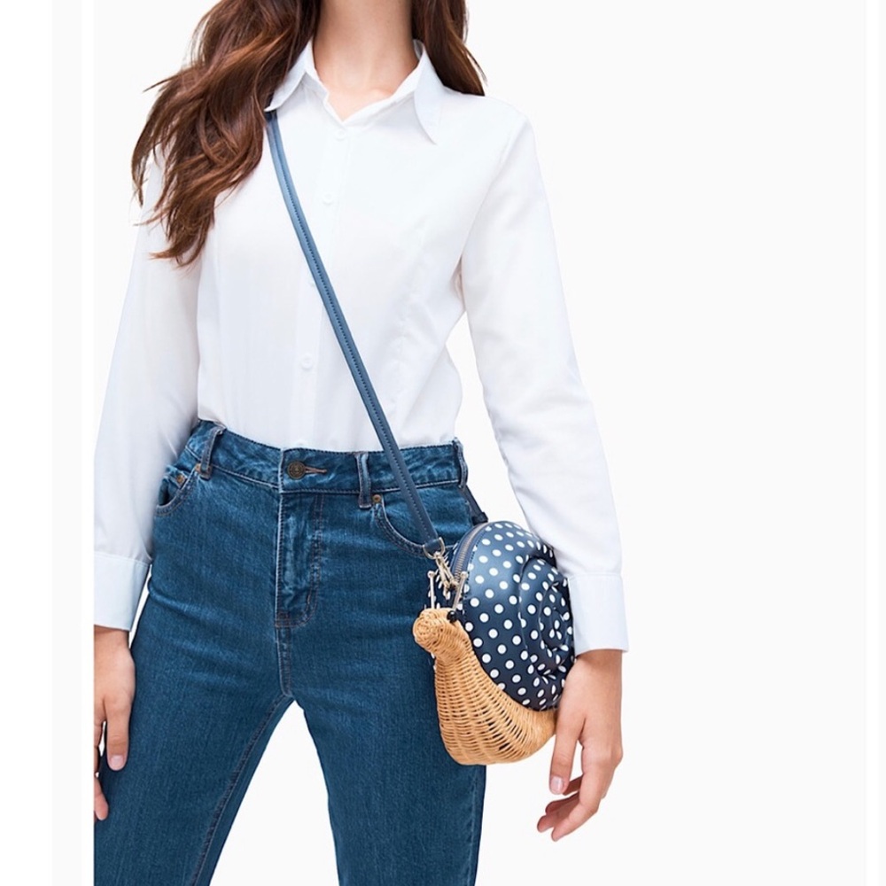 🆕 KATE SPADE Enchanted Forest Scarlett Snail 🐌 Wicker Crossbody Bag